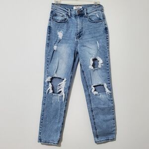 Vibrant MIU Distressed High Rise Boyfriend Jeans 27 Waist